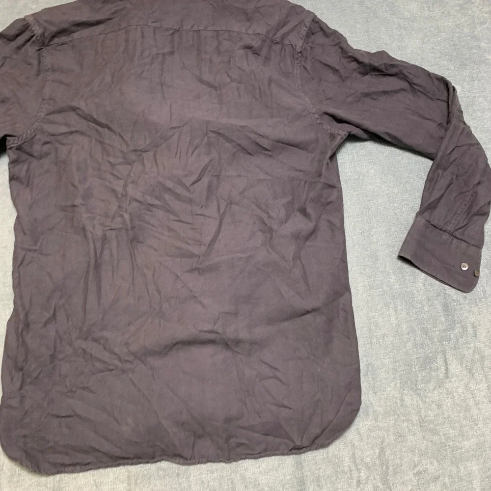 Banana Republic Tailored Slim Fit Shirt Mens Medium Black Herringbone Button Up
